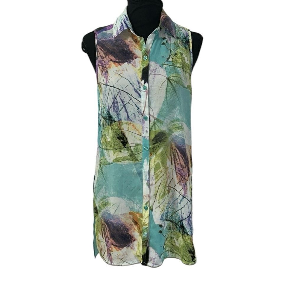 Spense Floral Print Sheer Top(Size Small)